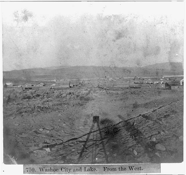 Washoe City and Lake, from the west, 1866. Lawrence & Houseworth. Library of Congress, no known restrictions on publication.