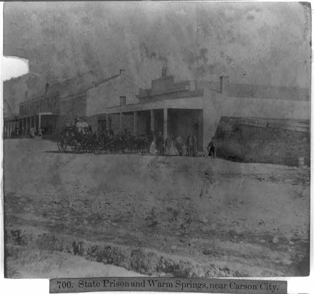 State Prison and Warm Springs near Carson City, 1866. Lawrence & Houseworth. Library of Congress, no known restrictions on publication. Shown for period context; no photograph of the Washoe County poor house is known.