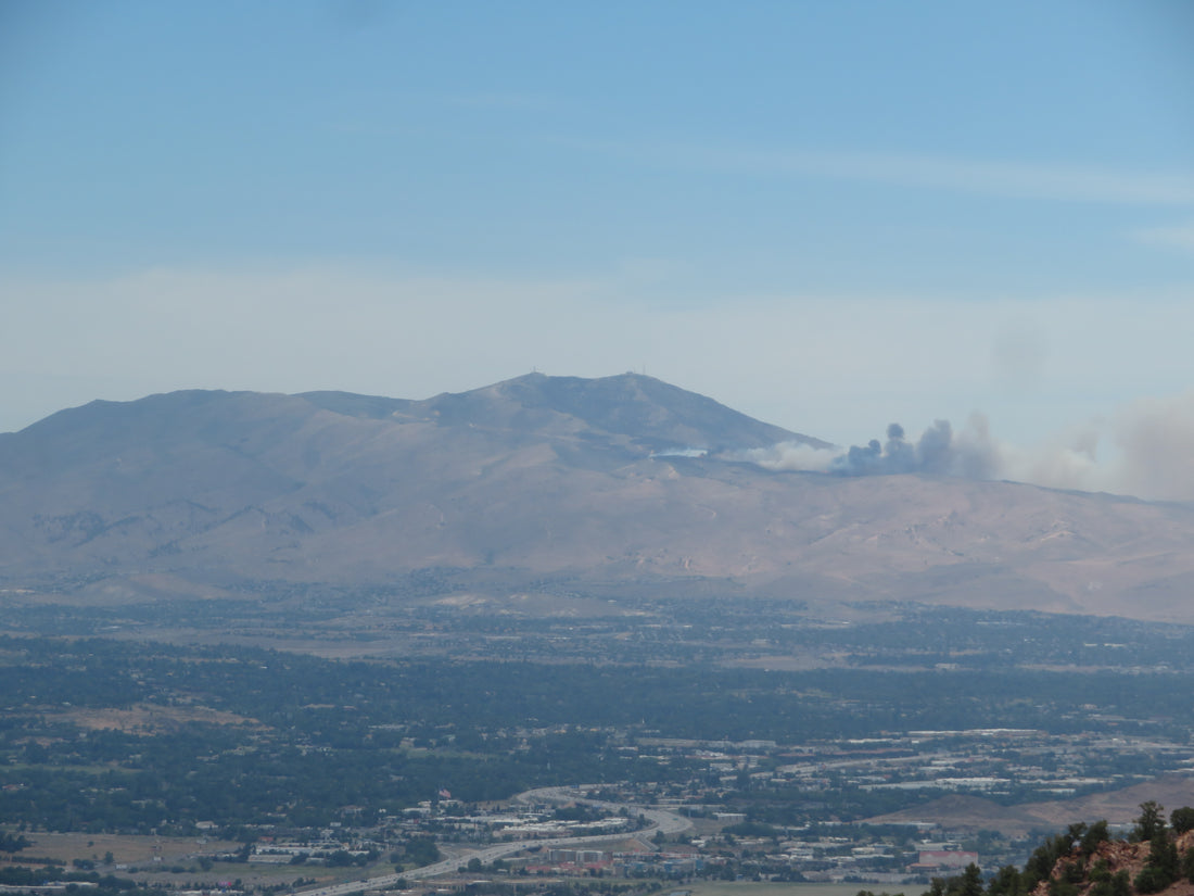 The Poeville Fire burning on the east face of Peavine Mountain above Reno, Nevada, 27 June 2020