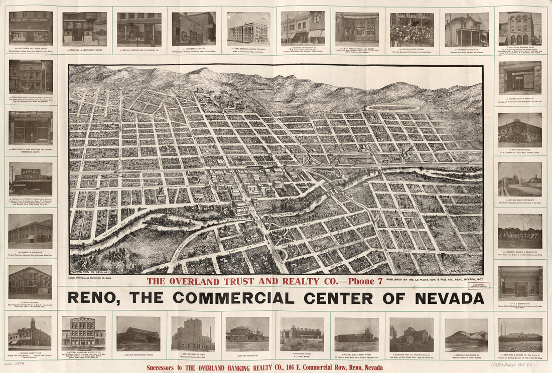 Reno, the Commercial Center of Nevada, 1907 bird's-eye view of the city drawn by Grafton Tyler Brown, Library of Congress