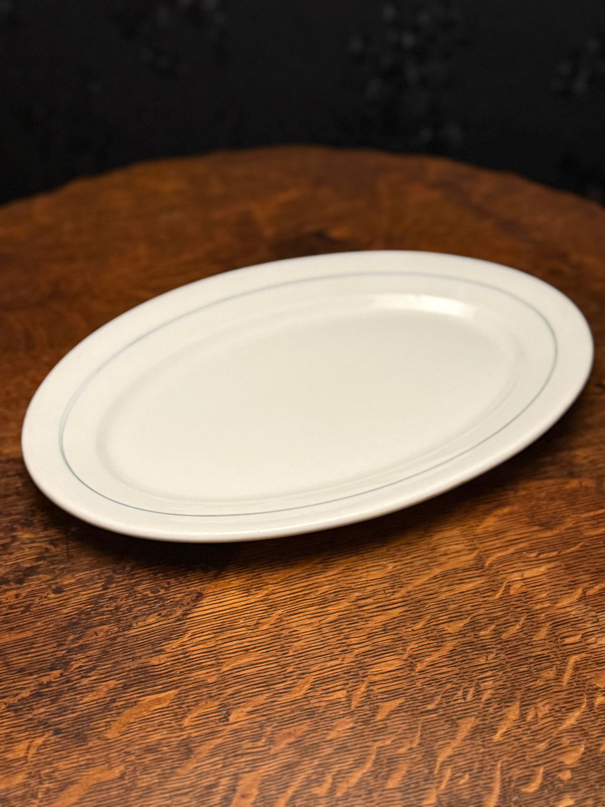 A Warwick China oval serving platter, circa 1925-1945, from the Viridian Eclection collection. A period-appropriate piece, not the Riverside Hotel itself.
