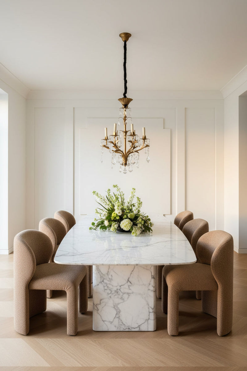 Early-to-Mid 20th Century Gilt Leaf & Crystal Chandelier, Circa 1930s–1950s