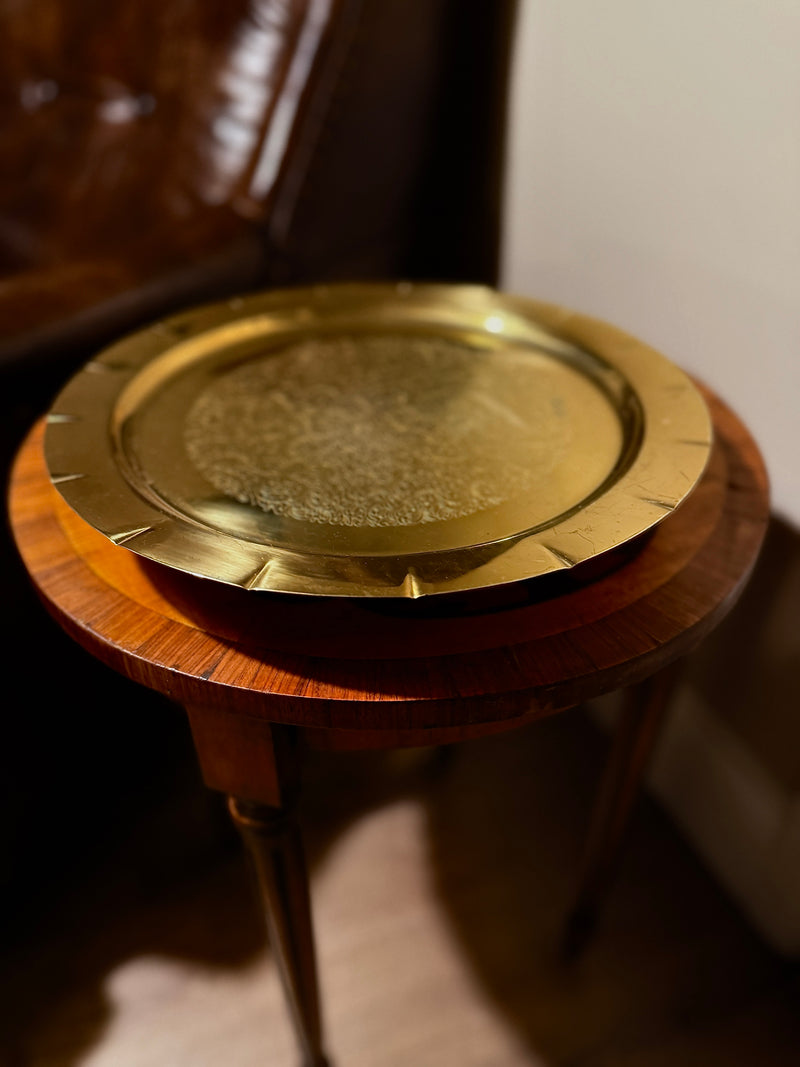 Vintage Swedish Brass Musical Ashtray (c. 1955s–65) – Wind-Up Engraved Tray