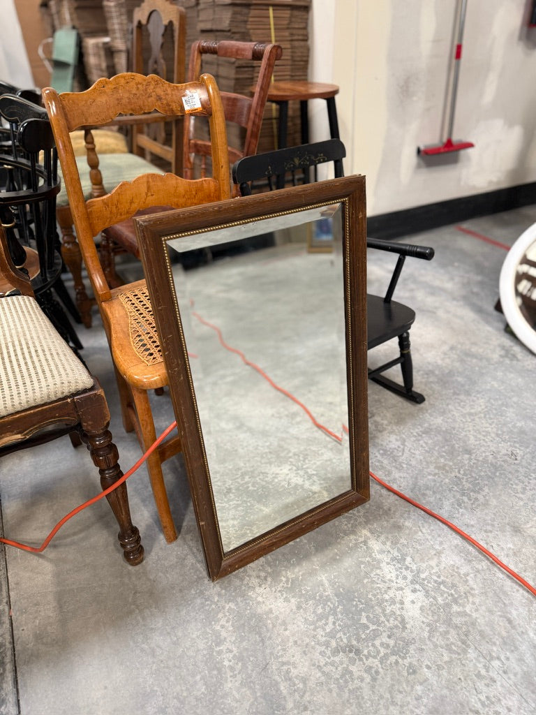 Vintage Oakland Framed Wall Mirror With Kaufher’s Label, Circa 1940s–1960s