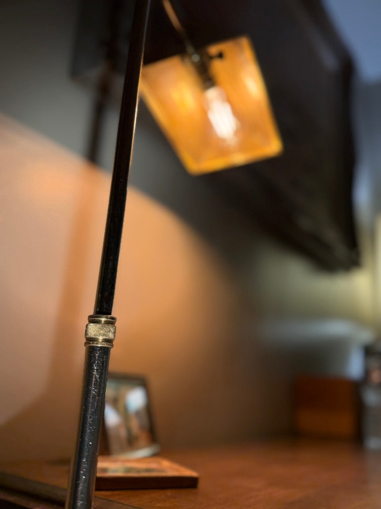 Mid-Century Adjustable Floor Reading Lamp (c. 1940s–1950s) | Metal Task Lamp