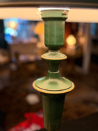 Vintage Emerald Green Toleware Table Lamp with Metal Shade, c. 1950s
