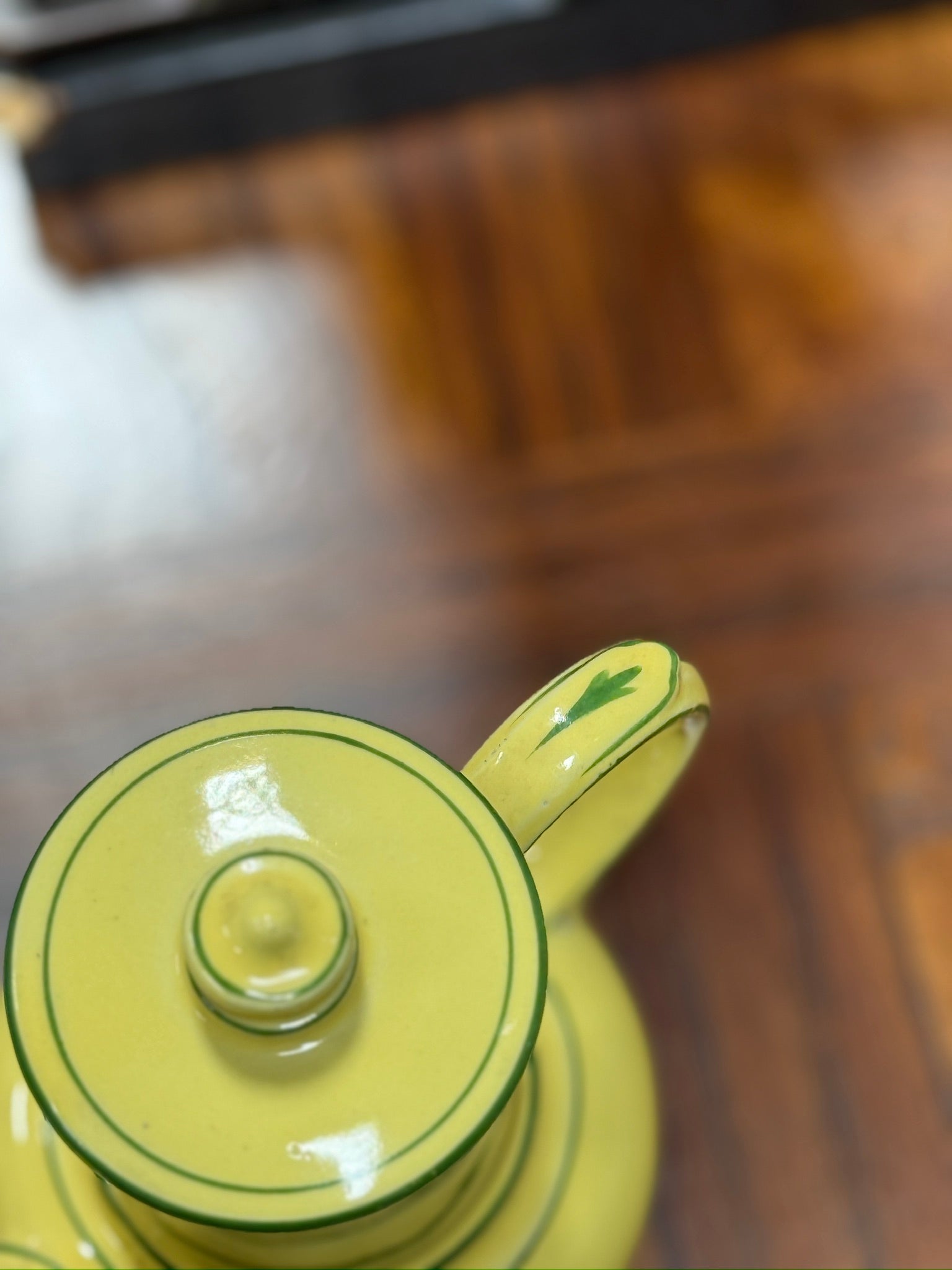 c. 1940s French Yellow Ceramic Coffee Pot