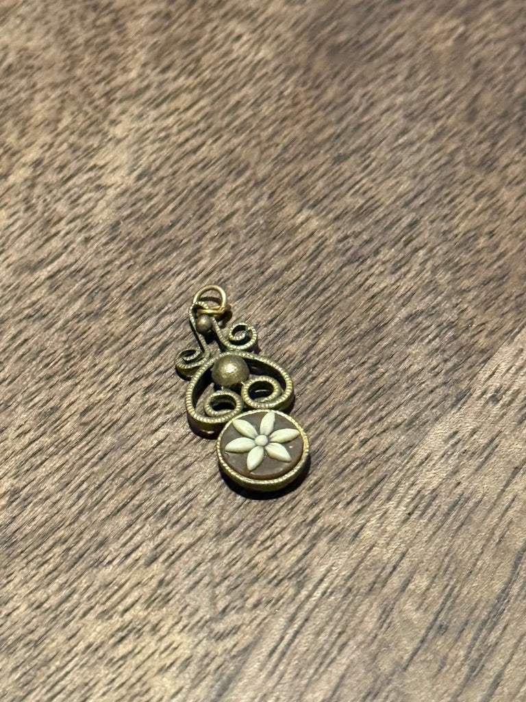 Antique Edwardian Filigree Floral Charm, c. 1900–1910