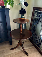 Vintage Two-Tier Mahogany Dumbwaiter Table, American, c. 1925–1950