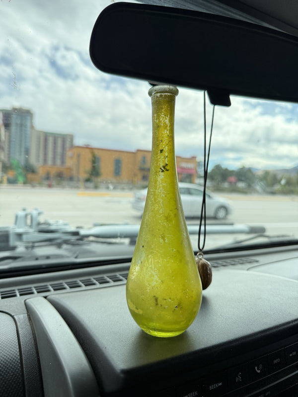 Antique Hand Blown Canary Yellow Glass Bud Vase, c. 1880–1930