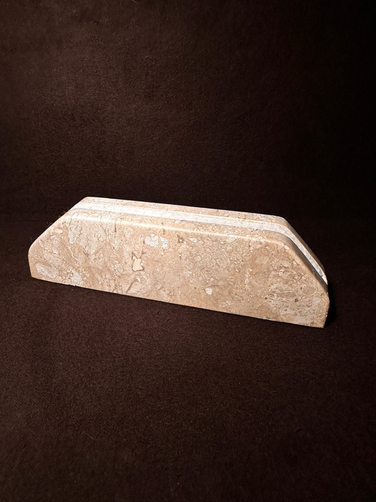 Vintage Italian Travertine Letter and Pen Desk Holder, c. 1970–1985