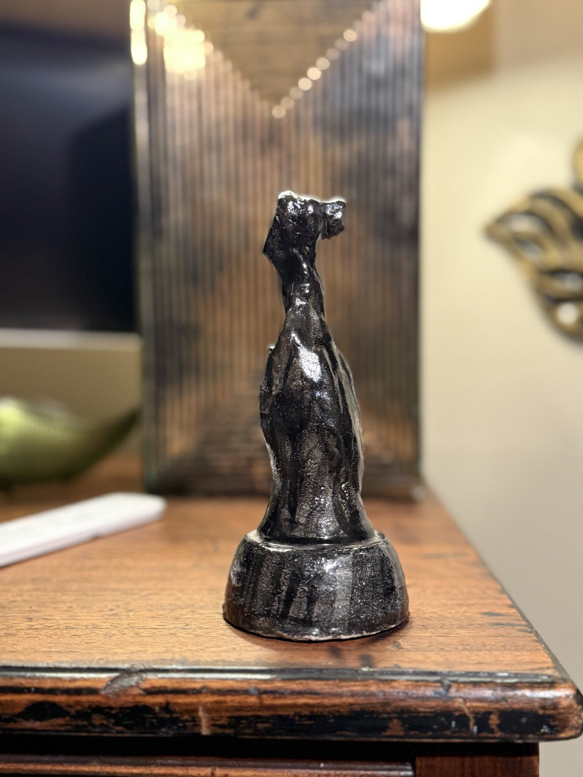 Brutalist Cast Metal Standing Figure on Integral Plinth, c. 1960–1980