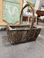 Antique Brushwood Gathering Basket with Branch Handle, c. 1890–1930