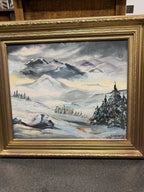 Alpine Winter Landscape, Palette Knife Impasto, Signed, c. 1960–1980