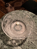 Vintage Crystal Clear Frosted Lily Relief Footed Bowl, c. 1985–2000