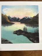 Glacial Lake at Sunset, Original Pastel on Paper, c. 1930–1970