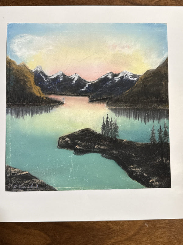 Glacial Lake at Sunset, Original Pastel on Paper, c. 1930–1970