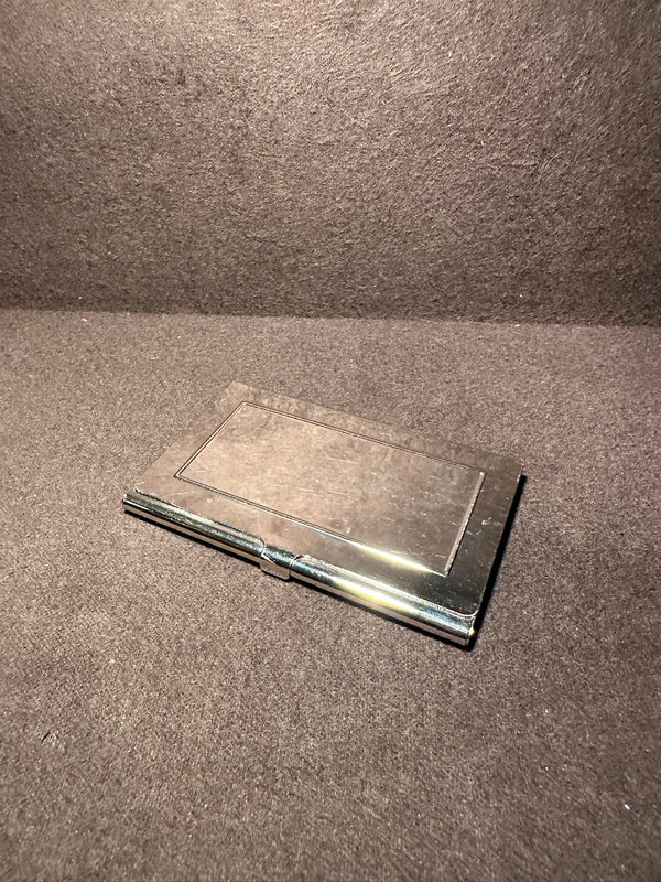 Vintage Engine Turned Silver Tone Calling Card Case, c. 1950–1980
