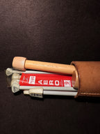 Vintage Aero and Clover Knitting Needles in Leather Tube, c. 1950–1980