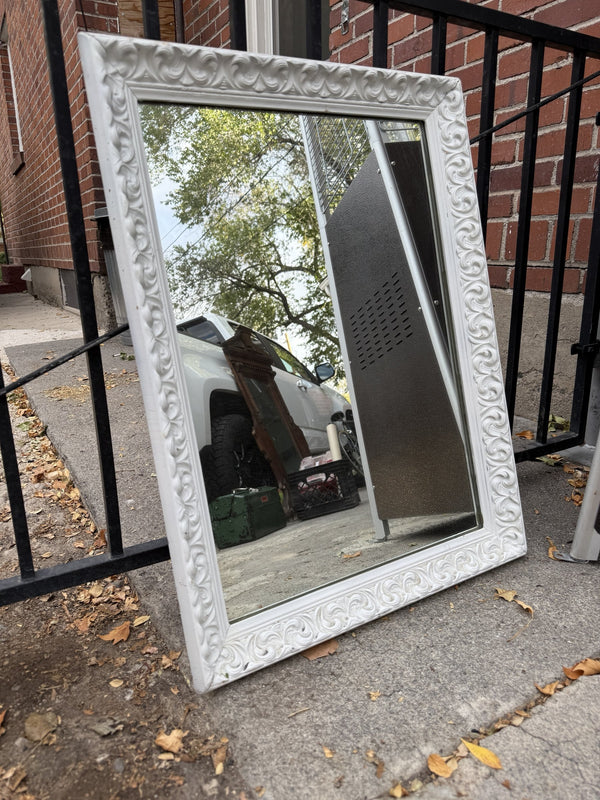 Vintage Silver and White Rococo Scroll Wall Mirror, c. 1960–1985
