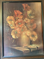 Poppies in a Stone Jar, Signed Jenkins, Canvas Print, c. 1960–1980