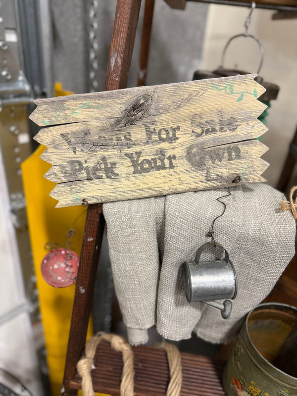 Vintage Worms For Sale Hand Painted Barnwood Garden Sign, c. 1975–2000