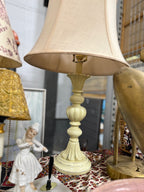 Vintage Cream Painted Baluster Column Table Lamp, c. 1950–1975