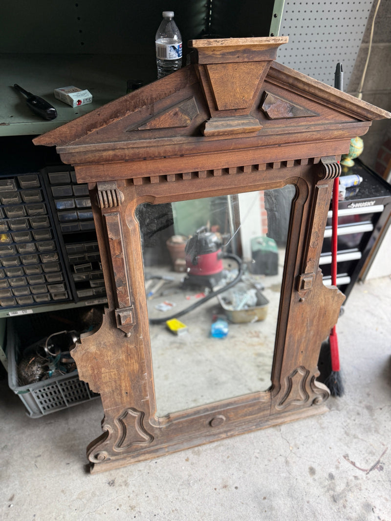 Antique Renaissance Revival Walnut Pediment Mirror, c. 1870–1885