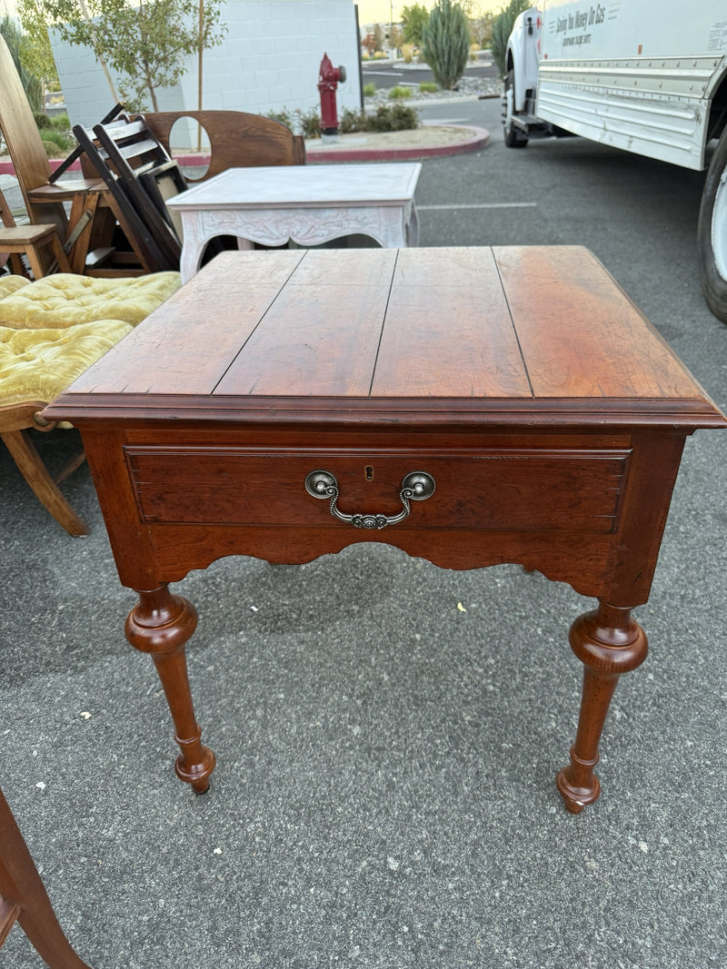 Drexel Heritage Distressed Side Table with Drawer, c. 1975–1995