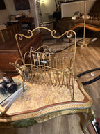 Gilt Iron Magazine Stand, Palmette Frieze, Brass Feet, c. 1950–1975