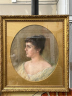 Antique Belgian Pastel Portrait of a Woman, Signed and Dated 1892