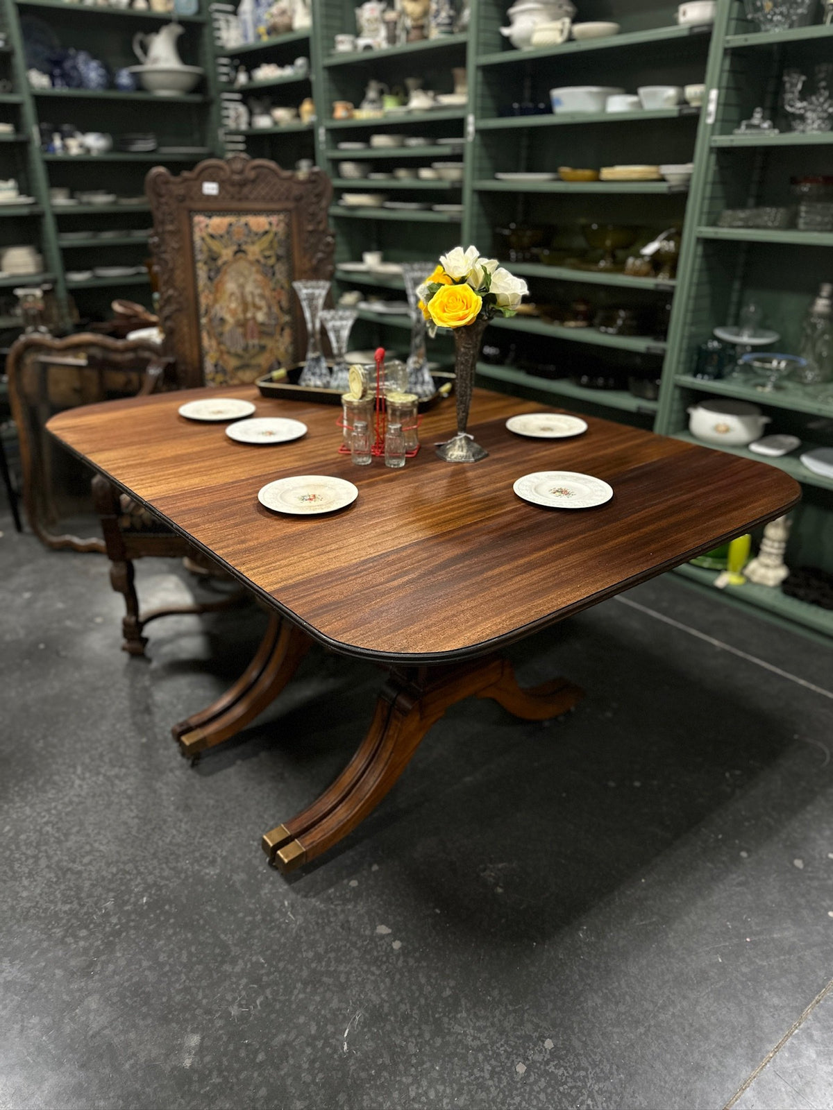 Brandt Warfield Mahogany Triple Pedestal Banquet Table, c. 1937–1950