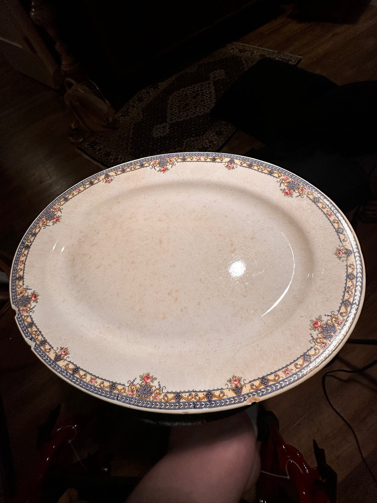 Antique Smith-Phillips Princess China Floral Oval Platter, Dated 1925