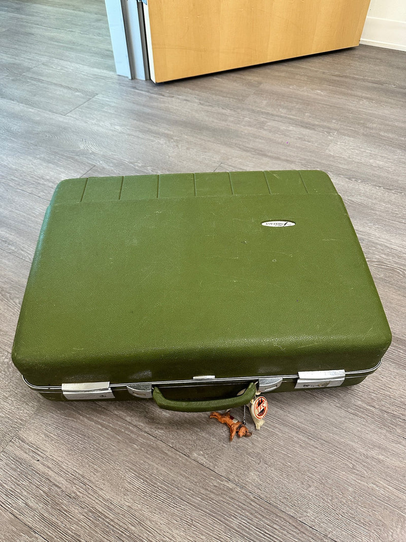Sears Forecast Avocado Hardside Suitcase with Keys, c. 1968–1975
