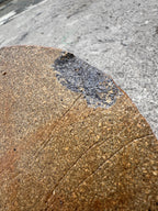Slab-Built Stoneware Wall Pocket, Oval, Copper-Green Glaze Breaking Rust over Incised and Rouletted Decoration, c. 1970–1995