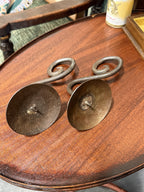 Antique Forged Wrought Iron Pricket Candle Holders, Pair, c. 1870–1910