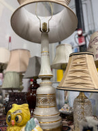 Vintage Speckled Glaze Ceramic Lamp with Gilt Frieze, c. 1955–1975