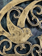 Antique Cast Brass Openwork Bird and Scroll Trivet, c. 1900–1940