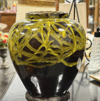 Hand Thrown Ovoid Jar, Yellow Poured Glaze on Black, c. 1920–1970