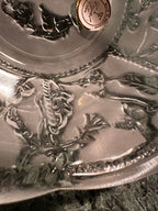 Vintage Crystal Clear Frosted Lily Relief Footed Bowl, c. 1985–2000