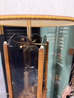 Vintage Oak and Smoked Glass Lantern Table Lamp, c. 1960–1980