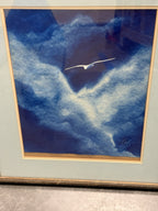 Chuck Lantz Night Flight, Gull in Cloud, Original Watercolor, Hand Signed, 1981