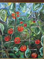 Tomatoes on the Vine, Impasto Painting on Canvas, Signed Michael, 2006