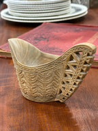 Vintage Yugoslav Chip Carved Wood Scoop, Pierced Handle, c. 1950–1991