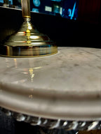 Vintage Marble Pedestal Side Table with Cast Ornate Base, c. 1940s–1950s