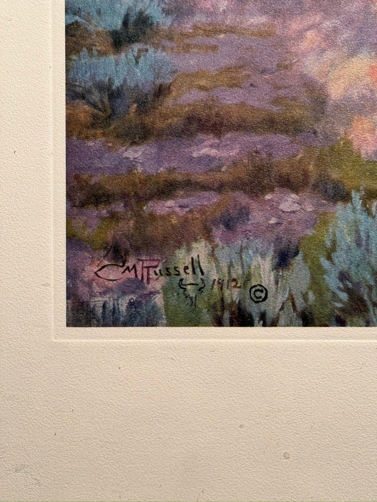 1909 Charles M. Russell “Last of the Herd” Lithograph | Brown & Bigelow Western Print | Early 20th Century Framed Americana