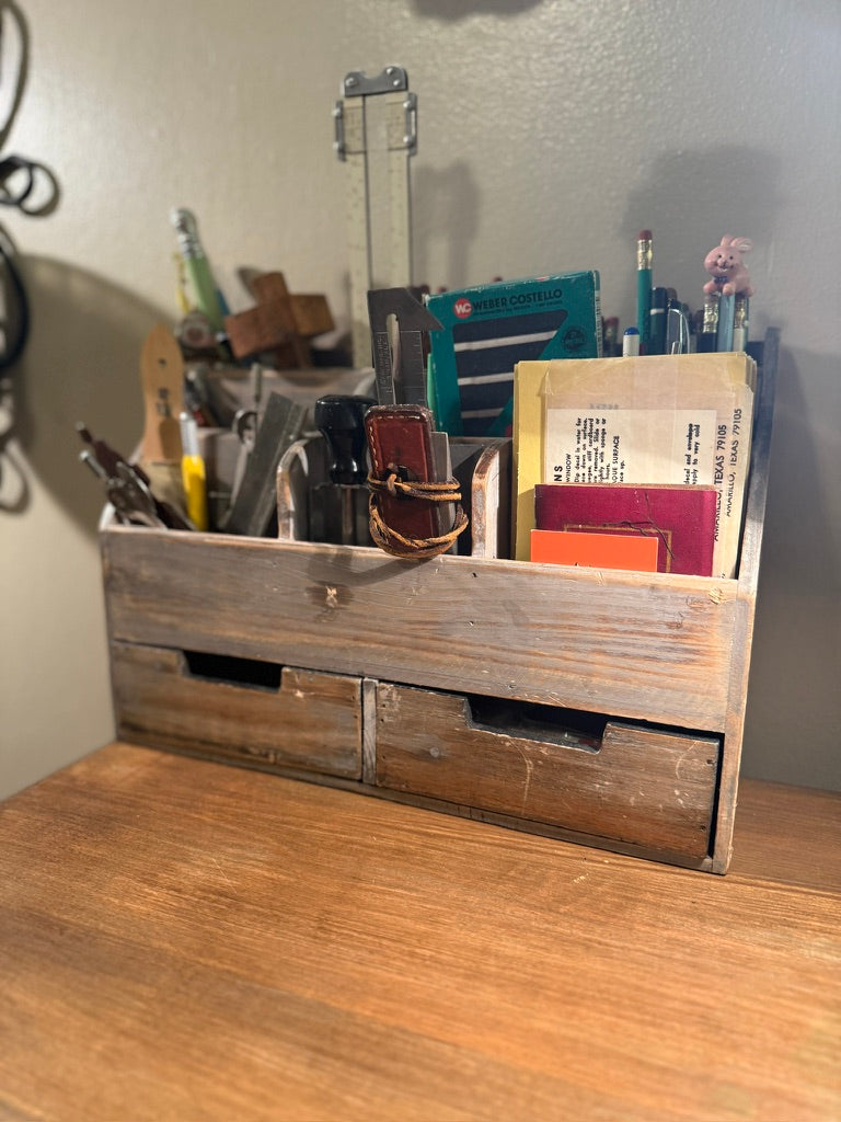 Vintage Mid-Century Gentleman's Desktop Organizer with Ephemera Collection (Reno Casino Antiques, Art - Architectural tools and Collectibles)