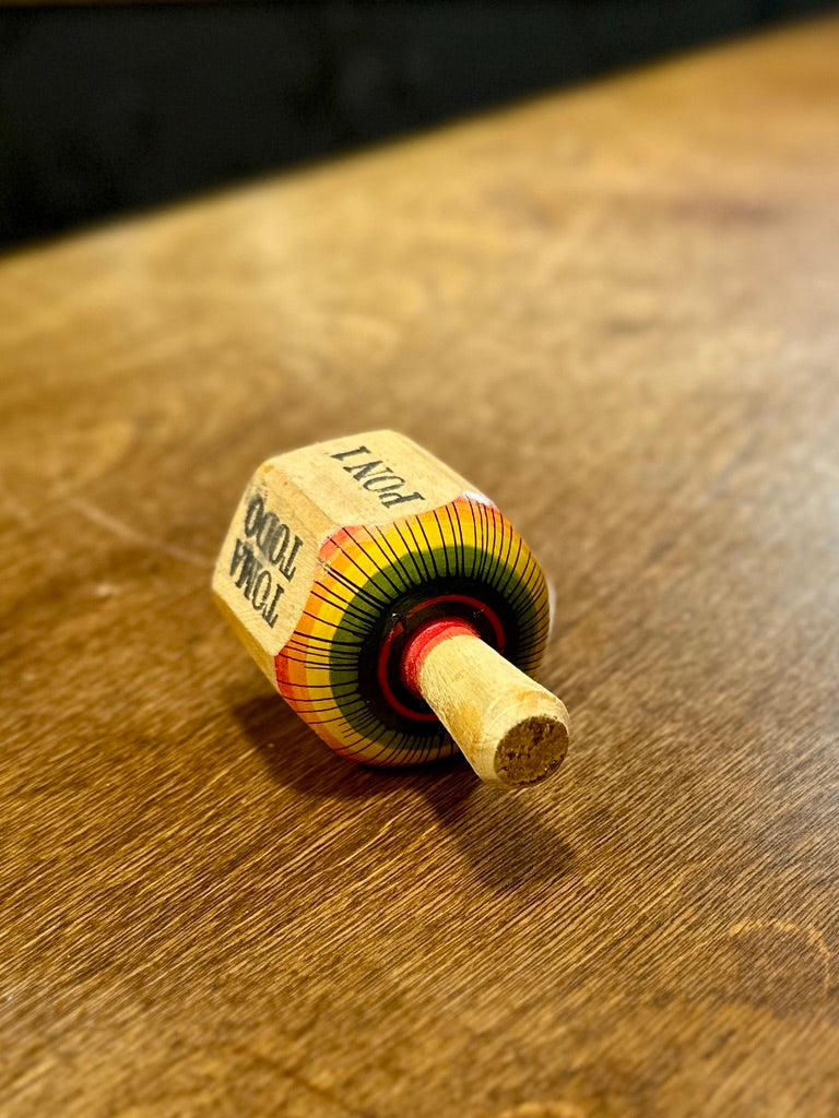 Wooden Spinning Top c.1930–1950 | Hand-Painted European Folk Toy