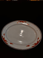 Vintage Japanese Maple Leaf Porcelain Oval Platter, c. 1950–1980