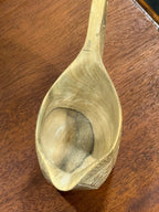Vintage Yugoslav Chip Carved Wood Scoop, Pierced Handle, c. 1950–1991